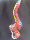 6.5"  Sherlock Glass Bubbler - Red, White, Blue & Yellow Striped