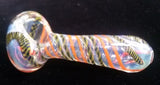 Blue-Yellow and Orange Striped, Color-Changing, Glass Pipe