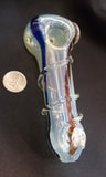 Large, Thick, Color-Changing, Glass Pipe with Sculpted Glass Ornament