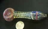 Larger Red Striped, Spiraled, Color-Changing Glass Pipe