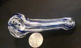 Blue & White Striped, Clear Glass Pipe