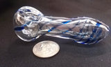 Small Clear Blue Striped Glass Pipe