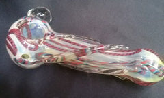 Large, Thick, Color-Changing, Glass Pipe with Sculpted Glass Ornament & Magnifier Marble