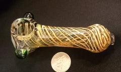 Color Changing, Striped Glass Pipe with Marble