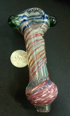 Color Changing, Ribbon & Striped Glass Pipe with Marble