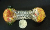 Frit & Spiral Glass Pipe with Marble and Flat Mouthpiece