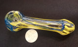 Internal Ribbon Clear Glass Pipe - Yellow & Blue