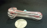 Red & White Clear Glass Pipe with Ornamental Bead (Attached Jewel "Bling")