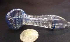 Small Blue Striped, Spiraled Glass Pipe